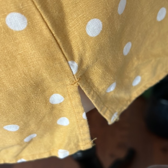 Ellen Tracy Women Yellow Polka dot Linen Blouse, size M, NWT - Picture 5 of 7